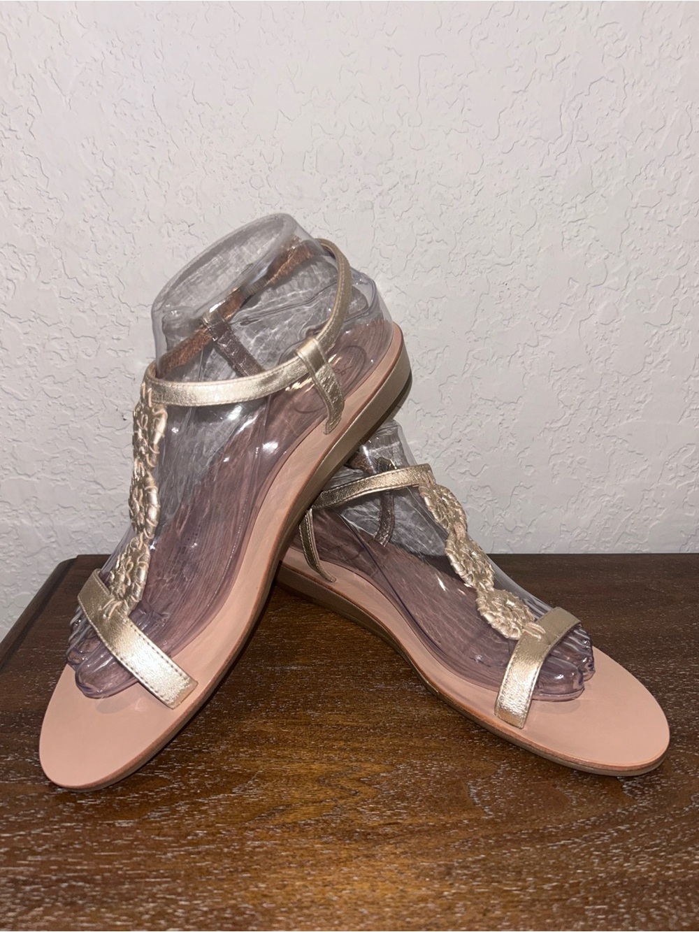 Jack Rogers Daphne T-Strap Buckle Leather Micro Mini Wedge Sandal Shoes